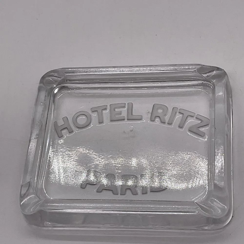 Vintage 1930’s Art Deco Style Hotel Ritz Paris Clear Glass Ashtray- Flawed